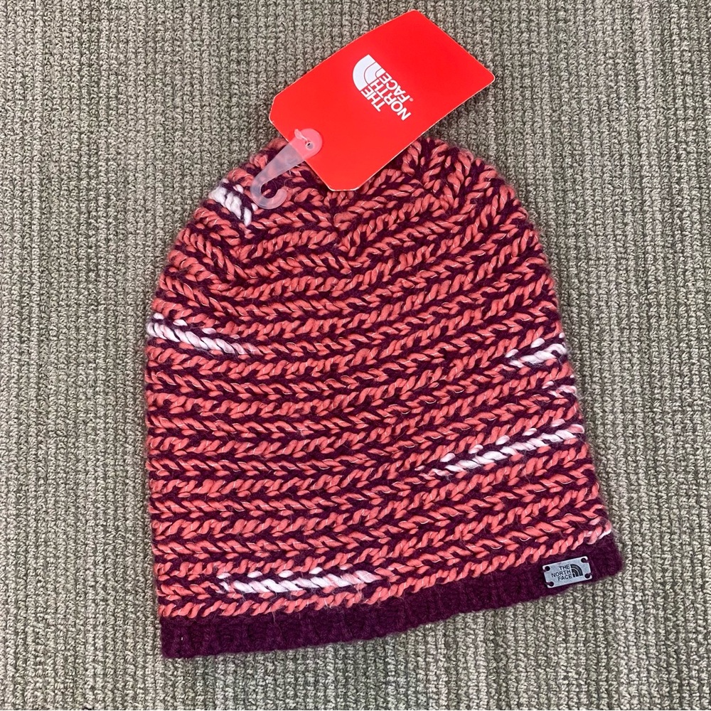 NEW North Face Kaylinda Beanie Fig/ Faded Rose Color - 29% Merino Wool